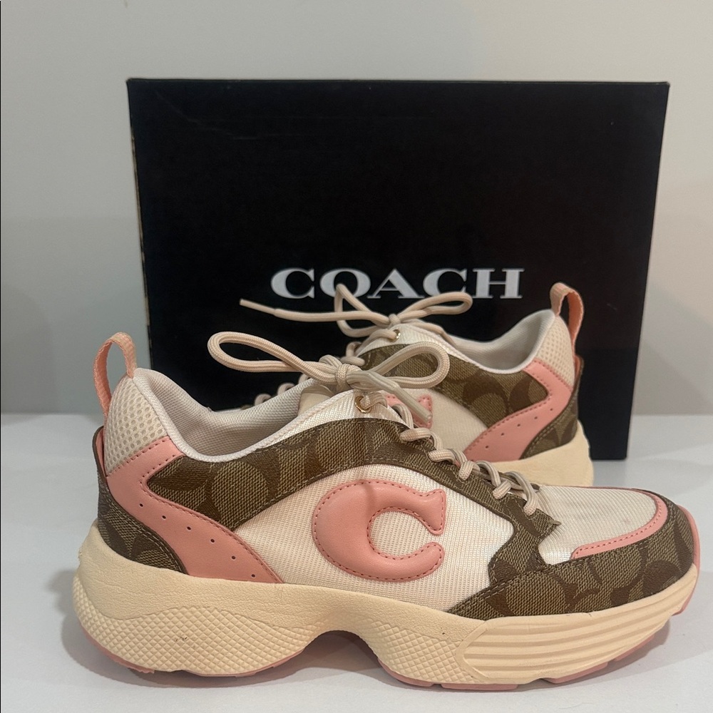 Coach Pink and Tan Athletic Shoes